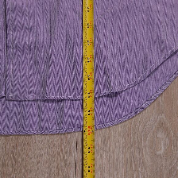 Gieves & Hawkes Dress Shirt 16.5-35.5 Purple Herringbone French Cuff Button Down - Picture 9 of 10